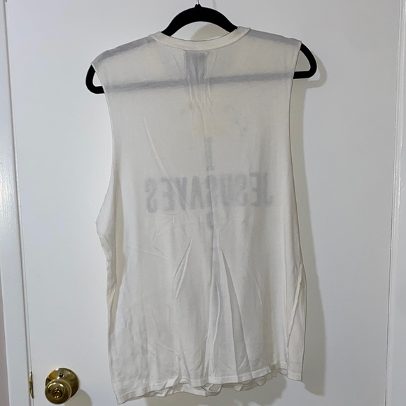 UNIF White “Jesus Saves, I Spend” Graphic Tank Top - Picture 3 of 3